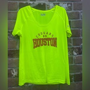 Under Armour Houston Cougars high-visibility neon shirt. Dri-fit. Size XL